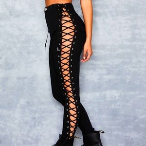 Black Denim Lace Up Jean